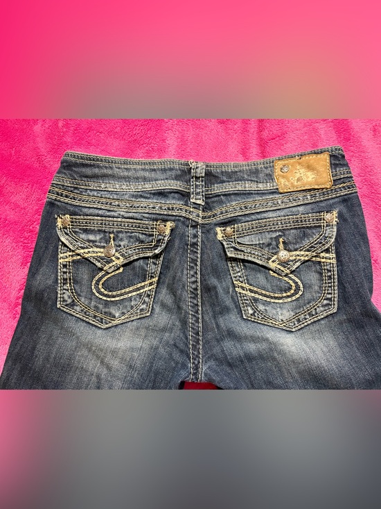 Silver Jeans Denim - Women’s Dark Blue Y2K silver jeans Bootcut Jeans with Decorative Back Pockets
